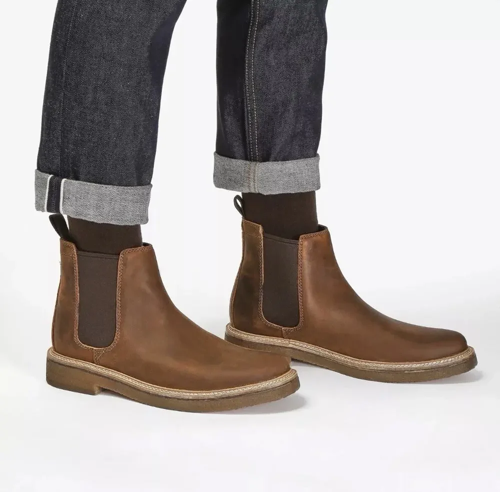 Clarks Clarksdale Easy Chelsea Boots Mens 8.5 W Brown Beeswax Leather